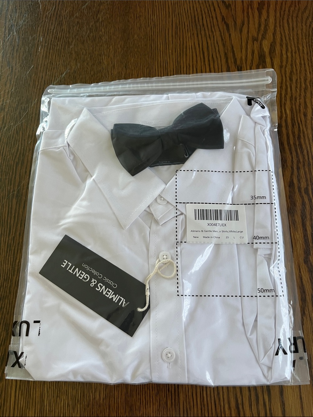 Men's White Dress Shirt with Black Bow Tie